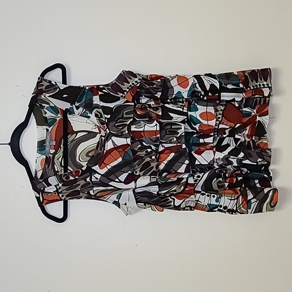 NY Collection Abstract Ruffle Sleeveless Top Tank